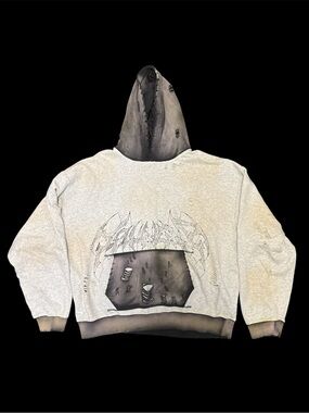 YoungLA heather&light gray Distressed Hoodie Size: XXL NWOT